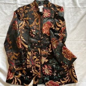 Soft Surroundings Jacket Womens small Black Moon Dynasty  Brocade Blazer